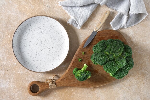 A side-by-side comparison image showing two plates of steamed broccoli. One plate is labeled 