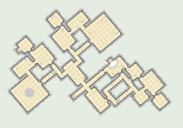 A floor plan of a two-story house, marked up with circles indicating optimal placement locations for security cameras. The circles are strategically positioned at entry points, corners of the building, and overlooking the backyard and driveway.