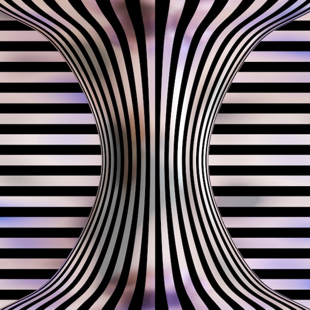 A classic visual illusion called the Müller-Lyer illusion, where two lines of equal length appear different due to arrow-like appendages at their ends. One line has inward-pointing arrows, making it seem shorter, while the other has outward-pointing arrows, making it appear longer.