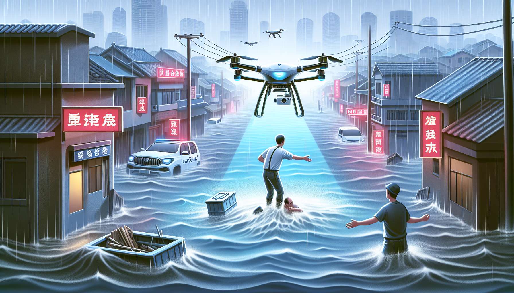 Drone resgata homem em meio a enchente na China; veja o vídeo